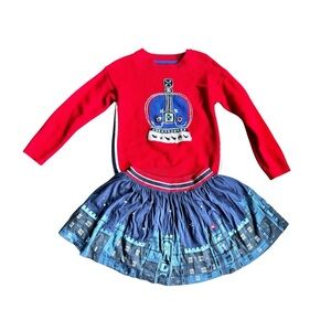 HTF Mini Boden x Roald Dahl BFG Crown Instaria Sweater with Castle Skirt Sz 4-5y